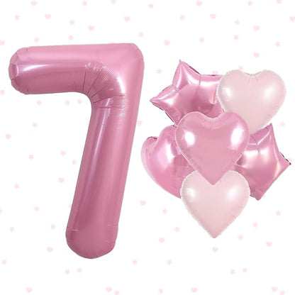 TONIFUL 7th Birthday Balloons Kit 40 Inch Pink Large Number 7 Foil Balloon | by TONIFUL