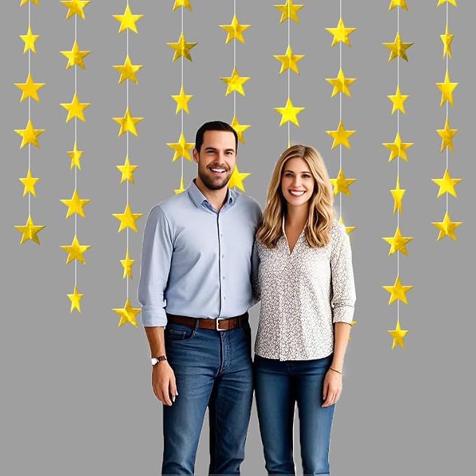 Gold Shining Star Hanging Garland Gold Hanging Sparkling Star Streamer Glitter - Image 6