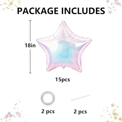 TONIFUL 15 Pcs Star Balloons 18 Inch Large Iridescent Foil Balloons | Big - Image 2