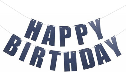 MEETINGU Happy Birthday Banner, Dark Blue Happy Birthday Bunting Banner by MEETINGU