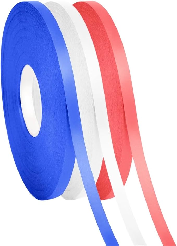 3 Rolls Patriotic Ribbons, 4th of July Curling Ribbon by PendantofLuck