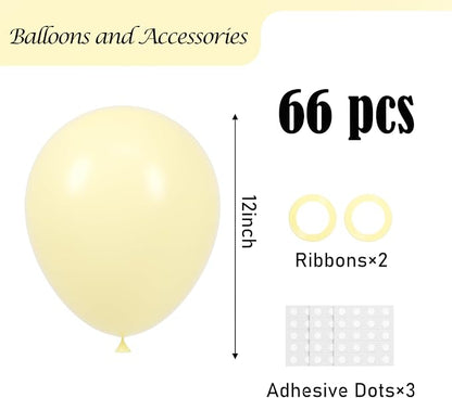 Voircoloria 66pcs Pastel Yellow Light Yellow Latex Party Balloons, 12inch | - Image 2