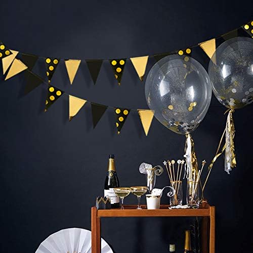 30Ft Black Gold Party Decorations Polka Dot Pennant Banner Paper Circle Dot - Image 4