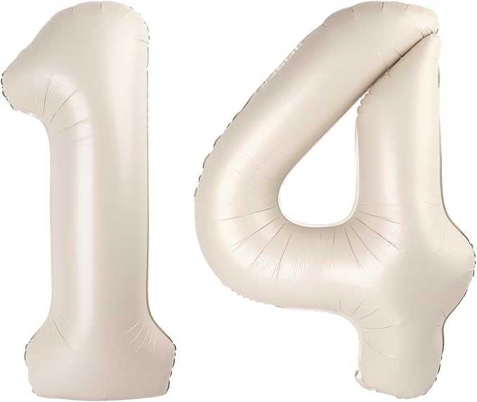 40 Inch Cream White Large Number 14 41 Birthday Balloon, Giant Number 14 41 by Upgesy