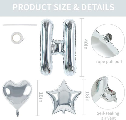 TONIFUL 40 Inch Large Silver Letter HOME Foil Balloons Alphabet Balloons | - Image 2