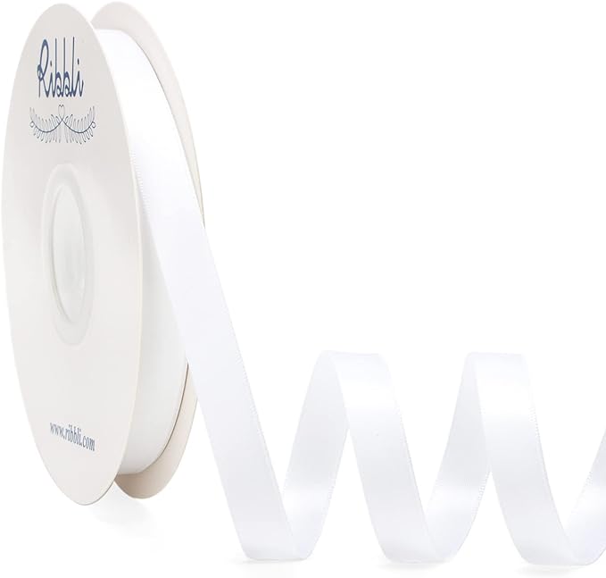 Ribbli White Satin Ribbon Double Faced Satin 1/2 inch x Continuous 50 by Ribbli