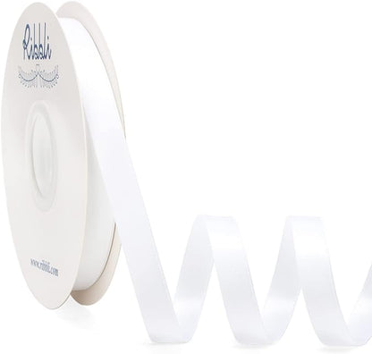 Ribbli White Satin Ribbon Double Faced Satin 1/2 inch x Continuous 50 by Ribbli