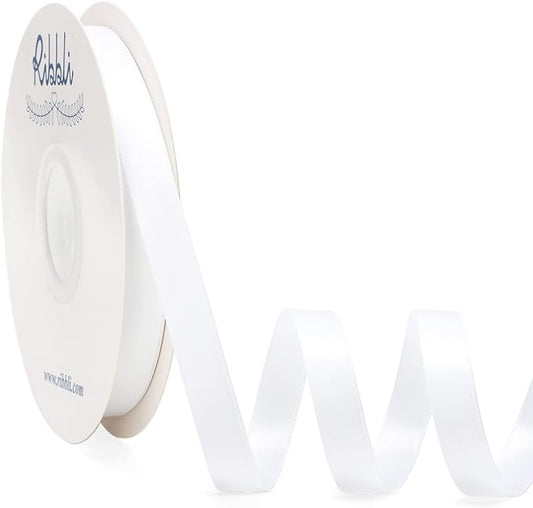Ribbli White Satin Ribbon Double Faced Satin 1/2 inch x Continuous 50 by Ribbli