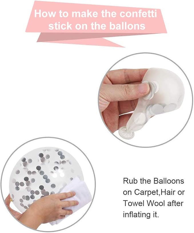 White Silver Confetti Latex Balloons, 50 Pack 12inch Silver Metallic Party - Image 3