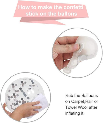 White Silver Confetti Latex Balloons, 50 Pack 12inch Silver Metallic Party - Image 3