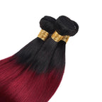 99j Bundles Human Hair Ombre Red Straight Bundle Niegmeag Brazilian Virgin Remy Hair 3 Bundles 22 24 26 Inch Double Weft 2 Tone Black and Burgundy Straight Bundle Hair Weave