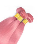 Light Pink Human Hair Bundles Pink Straight Bundle Niegmeag Peruvian Virgin Remy Hair 3 Bundles 24 26 28 Inch Double Weft Light Rose Bundle 300g