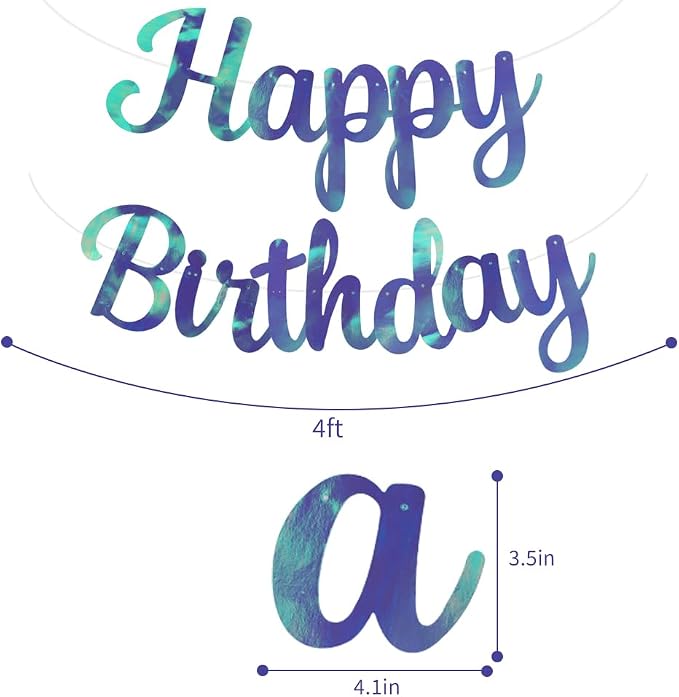 BEISHIDA Double-Sided Rainbow Blue Happy Birthday Banner - Image 2