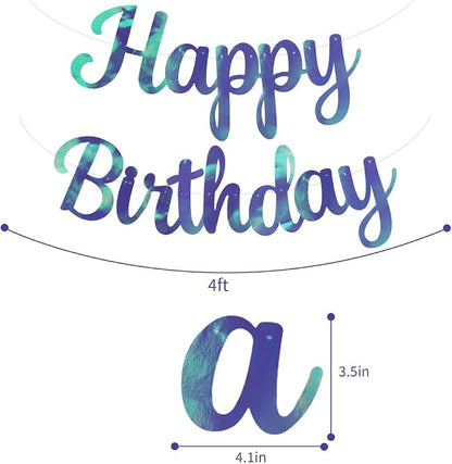 BEISHIDA Double-Sided Rainbow Blue Happy Birthday Banner - Image 2