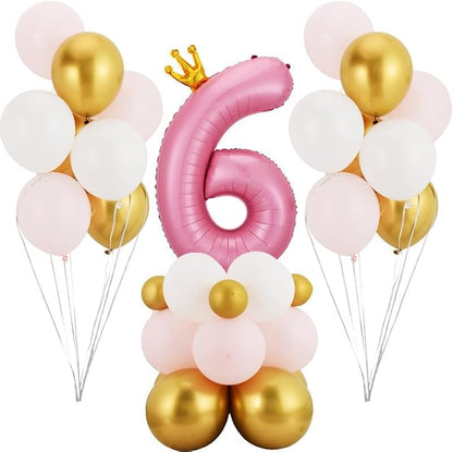 40 Inch Crown Pink Number 6 Balloon, Big Conjoined Light Pink Foil Mylar Helium - Image 5