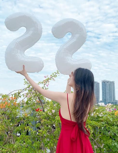 Big 40 Inch White 2 Number Balloon Birthday Decoration, Boy Girl Baby - Image 4