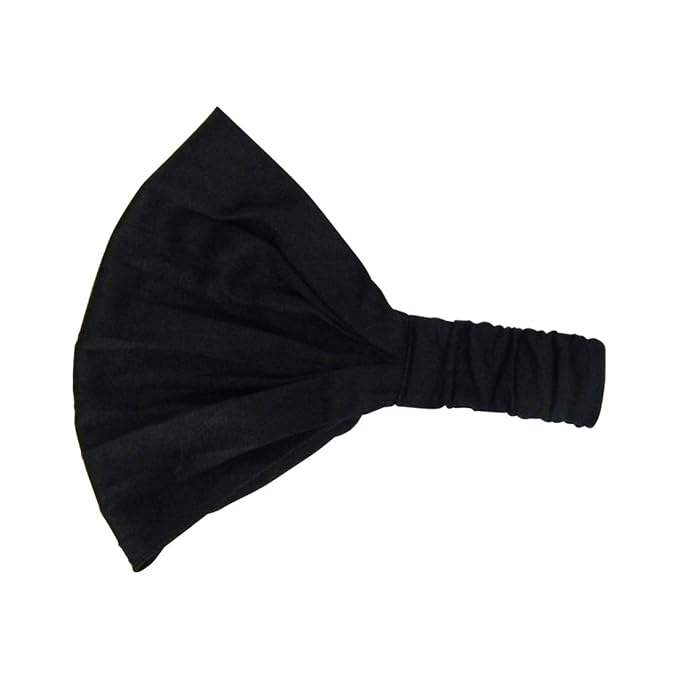 Set of 3 Wide Cotton Head Band Solid Boho Yoga Style Soft Hairbands Black Camel Light Grey