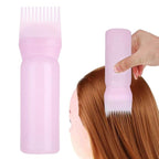 ZJchao Root Comb Applicator Bottle, 160ml Hair Dye Bottle with Graduated Scale Professional Brush Applicator Comb Hairdressing Coloring Styling Tool Root Application Cup (Pink)