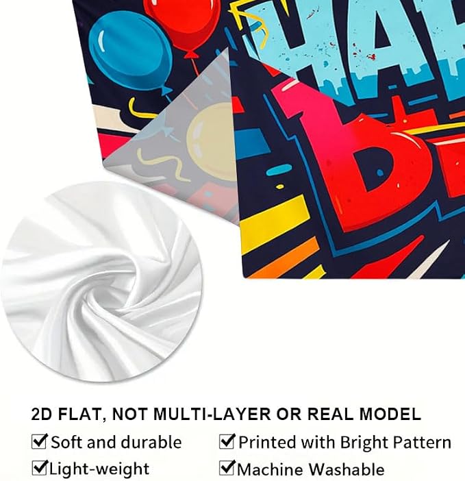 Happy Birthday Balloons Banner 71x43 Inch, Large Birthday Party Backdrop - Image 8