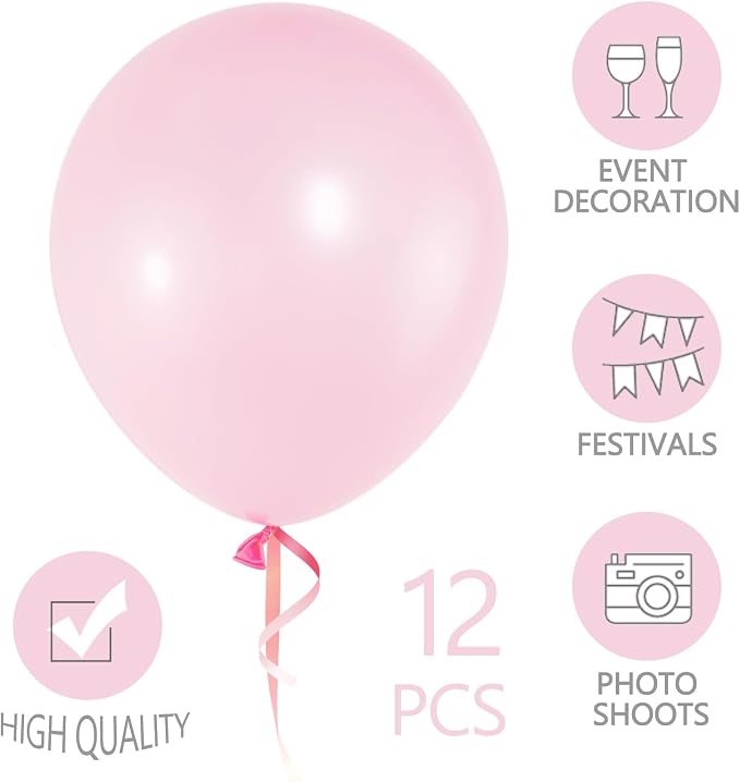 18 Inch Pastel Pink Big Balloons 12 Pack Large Latex Balloons Round Party - Image 3