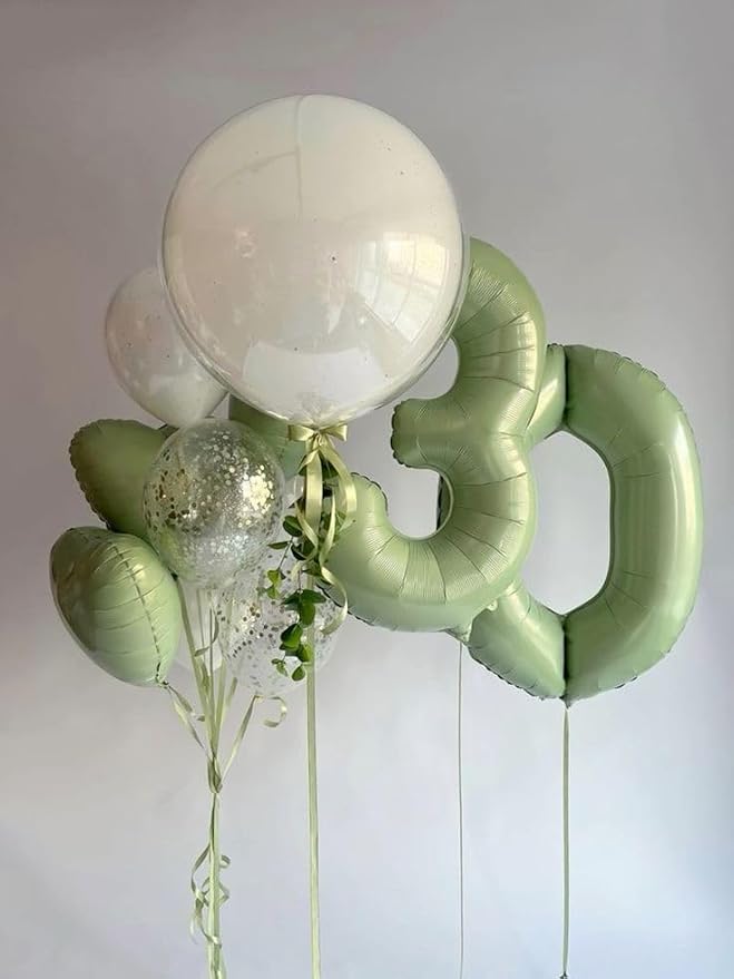 Sage Green 40 Inch 0 Number Balloons, 0 Decorations - Image 5