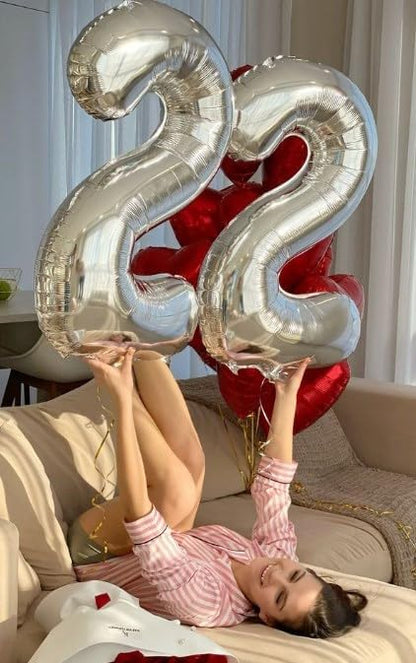 Silver Number 2 Balloon 40 inch, Balloon numbers party supplies, deco photo - Image 5