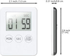 Attom Tech 2 PCS Ultra Slim Digital Kitchen Timer with Loud Alarm and Magnet Back, Large Display, Small Thin Mini Countdown Up Timer for Cooking Baking Sports Nap Games Office, White