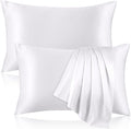100% Pure Silk Pillowcase for Hair and Skin, Both Sides Mulberry Silk Pillowcases with Hidden Zipper, Cooling Pillowcase 19 Momme, 600 Thread Silk Pillow Cases Standard Size, 2PCS, White