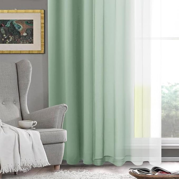 DWCN Ombre Faux Linen Sheer Curtains - Image 7