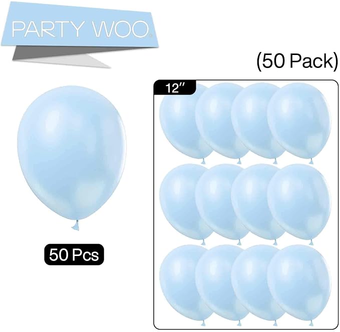 PartyWoo Pearl Light Blue Balloons 50pcs Baby Pastel Blue Color | 12 Inch - Image 5