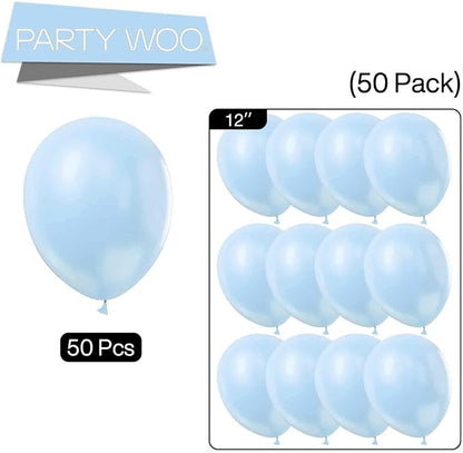 PartyWoo Pearl Light Blue Balloons 50pcs Baby Pastel Blue Color | 12 Inch - Image 5