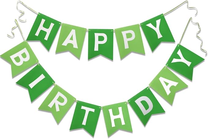 Letjolt Green Happy Birthday Banner Green Garland 13pcs | Theme Birthday Party by Letjolt
