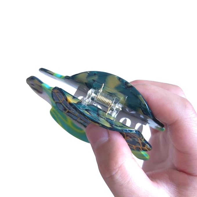 Cute Green Turtle Hair Clip,Funny Acetate Claw Clips for Women