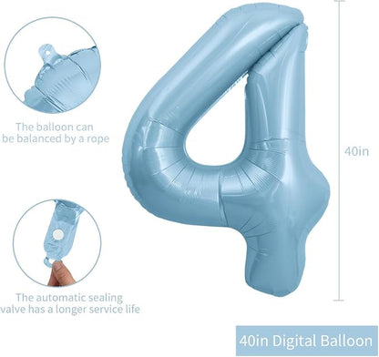 TONIFUL 40 Inch Light Blue Large Numbers Balloon 0-9 Foil Mylar Big Number - Image 2