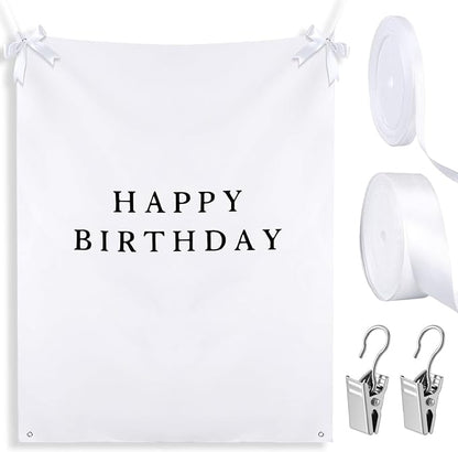 Oudain 60x78 Inch Happy Birthday Burlap Banner, Fabric Party Decorations - Image 6
