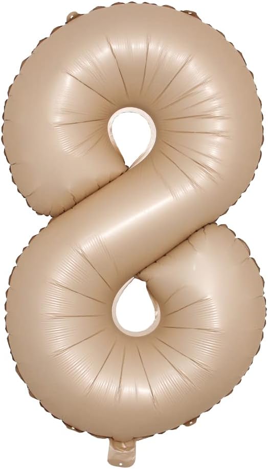 40 inch Caramel Cream Color Number Balloons 0-9 Large Digital Foil Helium Brown by RUIANSI