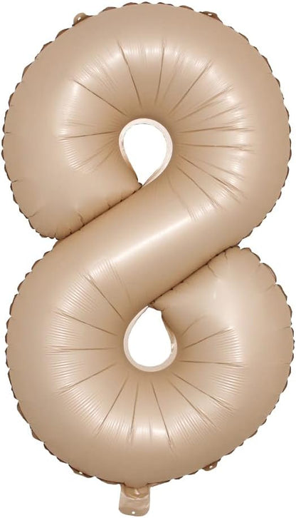 40 inch Caramel Cream Color Number Balloons 0-9 Large Digital Foil Helium Brown by RUIANSI
