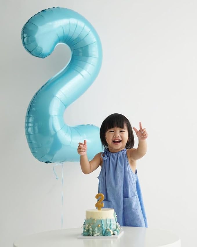 Pearl Blue Number 0 Balloon 40 Inch - Image 7
