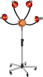 5 Head Infrared Light Heat Therapy Red Lamp, Salon Hair Steamer Perming Dyeing Adjustable Height Machine with Rolling Wheels, Infrared Dryer Hair Drying Care, Standing Infrared Heater