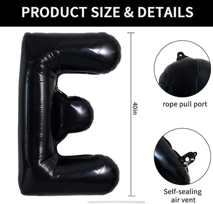 TONIFUL 40 Inch Large Black E Letter Balloon - Image 2