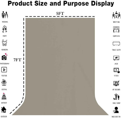 Grey Photography Backdrop for Photoshoot, Fabric 5x7ft | Polyester Studio Photo - Image 3