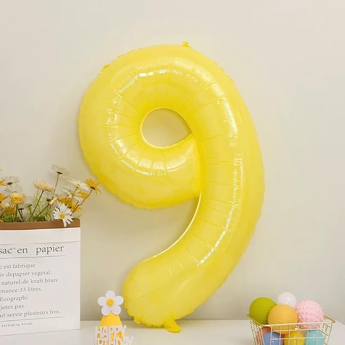 40 inch Yellow Number Balloon Giant Foil Helium Balloons Number 9 Balloon - Image 3