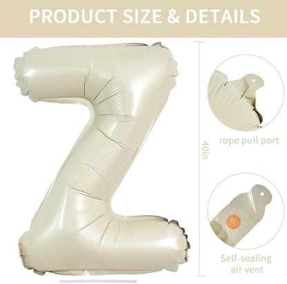 TONIFUL 40 Inch Large Cream White Letter Z Balloons Giant Alphabet Letter - Image 2