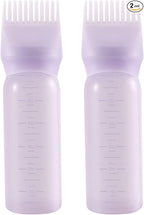 Pimoys Root Comb Applicator Bottle 6 Ounce Hair Oil Applicator 2 Pack Applicator Bottle for Hair Dye Bottle Applicator Brush with Graduated Scale, Purple