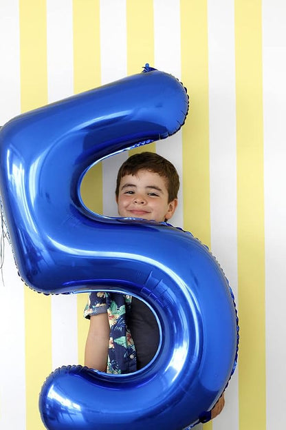 Number Balloons 5 Balloon Blue Birthday Decorations - Image 2