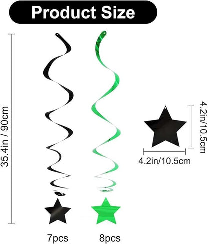 BEISHIDA Green Black Silver Stars Hanging Swirls Graduation Hanging Ornament - Image 2