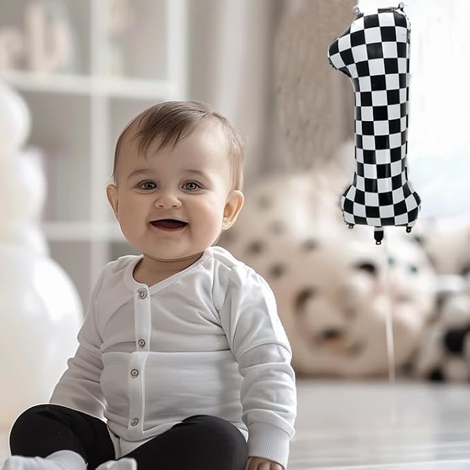 42 Inch Checkered Number Balloon 8, 8th Race Car Flag Birthday Party Supplies - Image 6