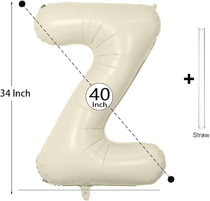 Letter Balloon 40Inch Cream White Big Alphabet Balloons Letter Z | Giant Foil - Image 2