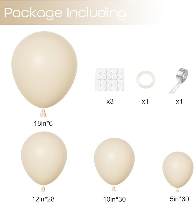 Ouddy Party 129Pcs Sand White Balloons Different Sizes - Image 2