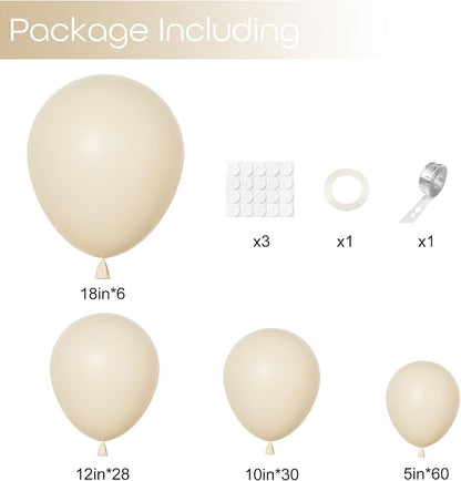 Ouddy Party 129Pcs Sand White Balloons Different Sizes - Image 2